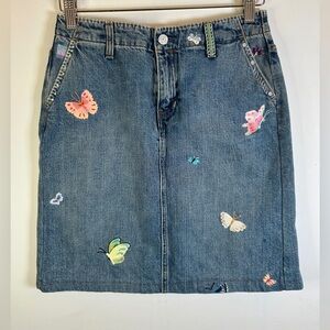 Vintage Y2K Gap Butterfly embroidered denim skirt Women’s size 4